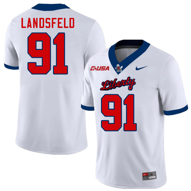 Liberty Flames #91 Marius Landsfeld College Football Jerseys Stitched-White